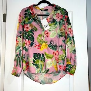 Zara TROPICAL PRINT SHIRT MULTICOLORED - REF. 2667/459 Size XS NWT